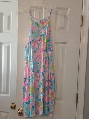 Floral Halter Sundress in Pink & Blue - Be Ready For Summer 100% Cotton